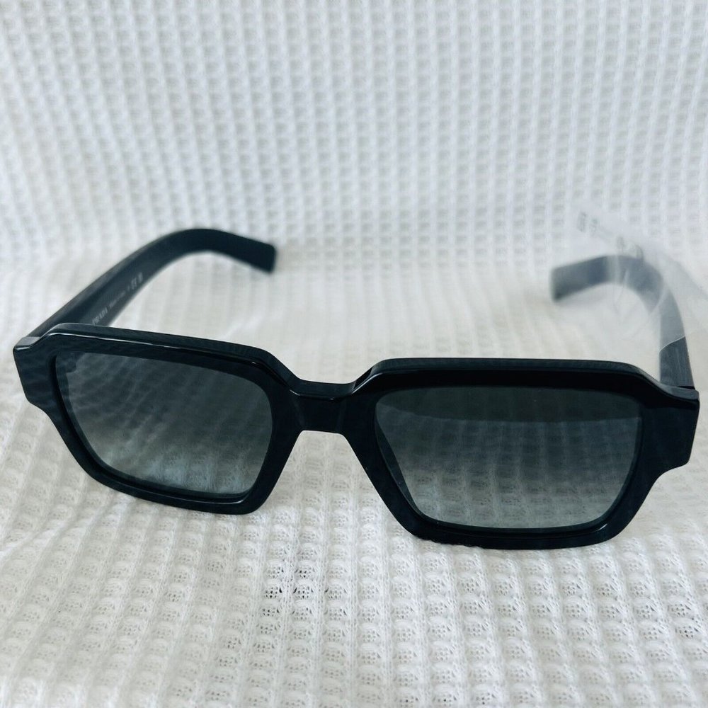 Prada PR 02ZS Square Sunglasses Black Plastic Dark Grey Gradient Silver Unisex - Picture 4 of 14